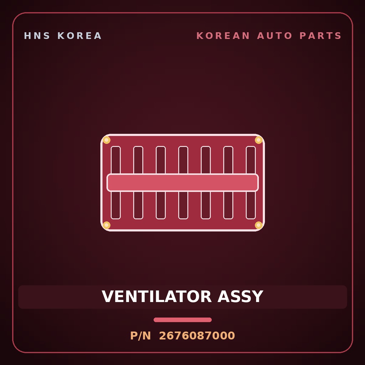 Genuine Mobis VENTILATOR ASSY 2676087000 for Global 900 2003 HNS Parts Korea