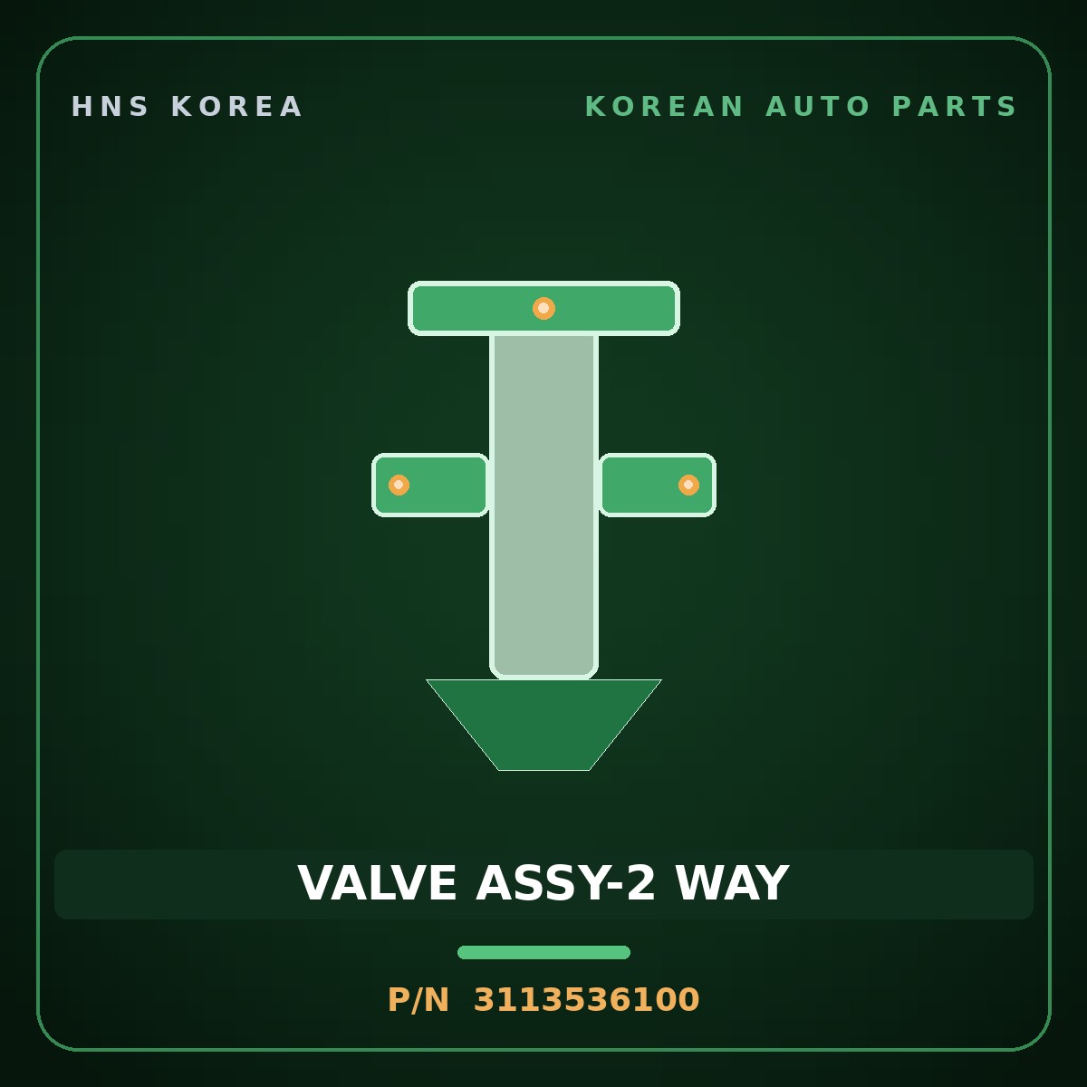 Genuine Mobis VALVE ASSY-2 WAY 3113536100 for Dynasty 1992 HNS Parts Korea