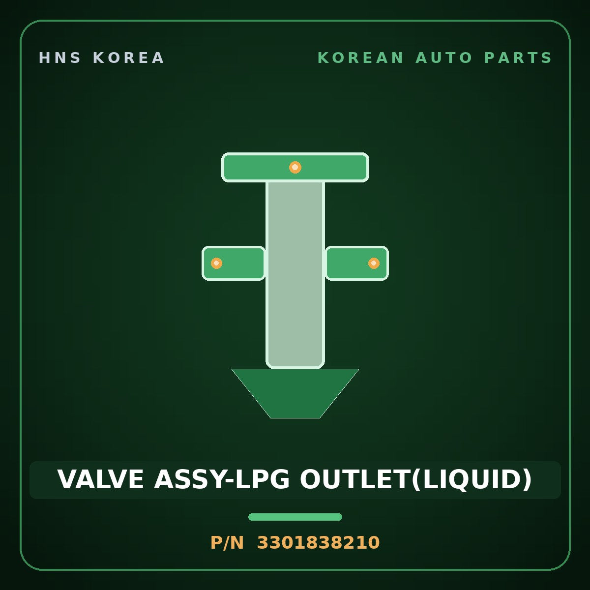 Genuine Mobis VALVE ASSY-LPG OUTLET(LIQUID) 3301838210 for Grandeur 1999 HNS Parts Korea