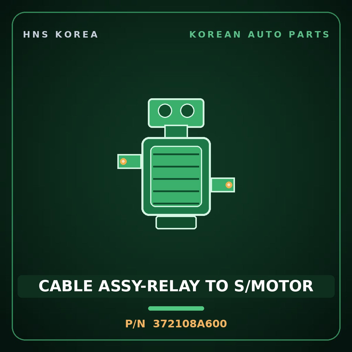 Genuine Mobis CABLE ASSY-RELAY TO S/MOTOR 372108A600 for Aero Queen 2000 HNS Parts Korea