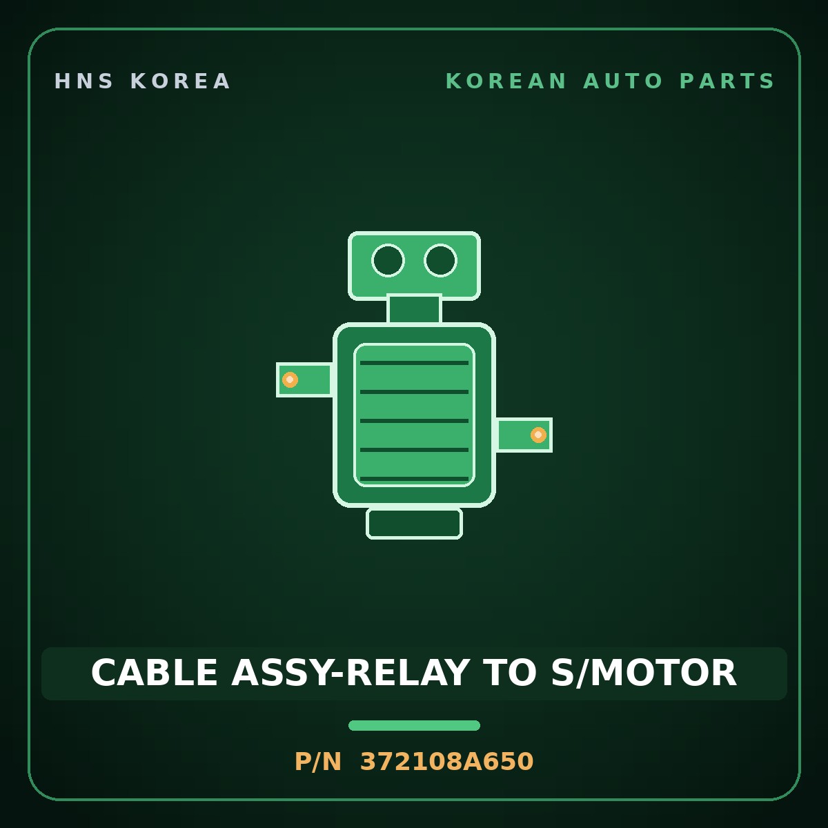 Genuine Mobis CABLE ASSY-RELAY TO S/MOTOR 372108A650 for Aero Space 2000 HNS Parts Korea