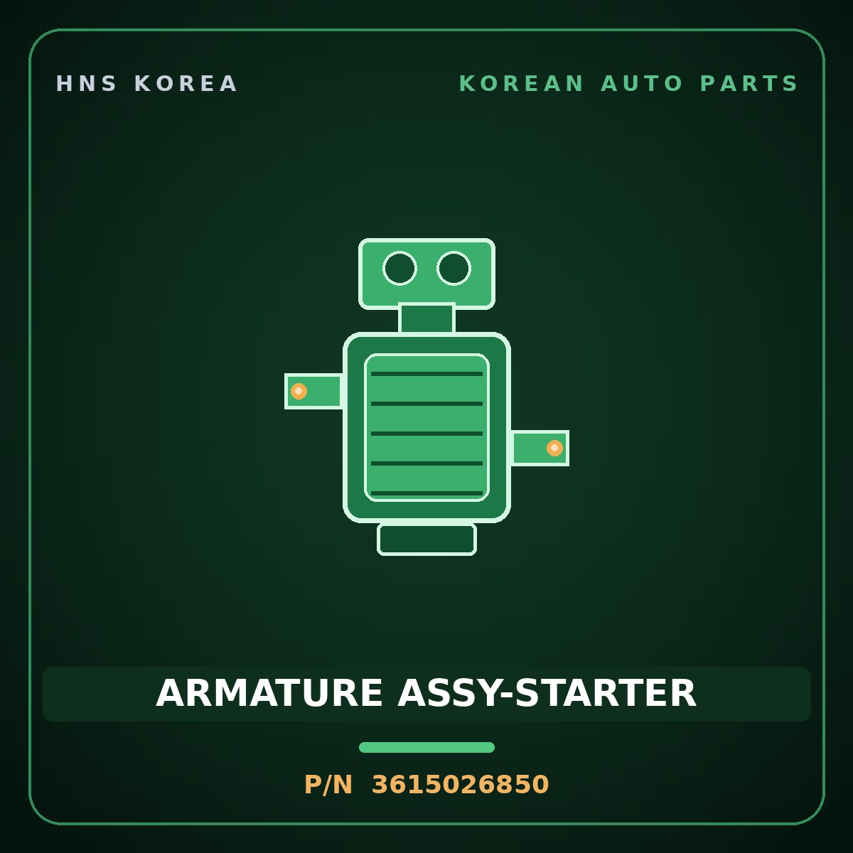 Genuine Mobis ARMATURE ASSY-STARTER 3615026850 for Pride 2005 HNS Parts Korea
