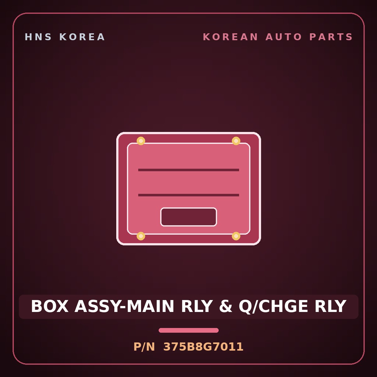 Genuine Mobis BOX ASSY-MAIN RLY & Q/CHGE RLY 375B8G7011 for IONIQ 2016 HNS Parts Korea
