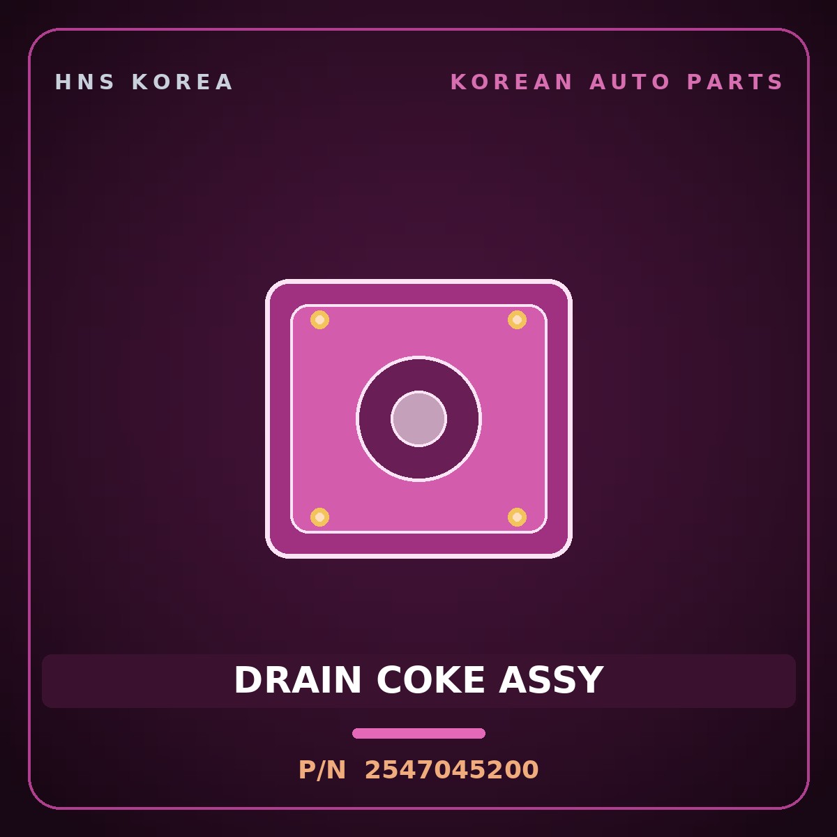 Genuine Mobis DRAIN COKE ASSY 2547045200 for Galloper 1990 HNS Parts Korea