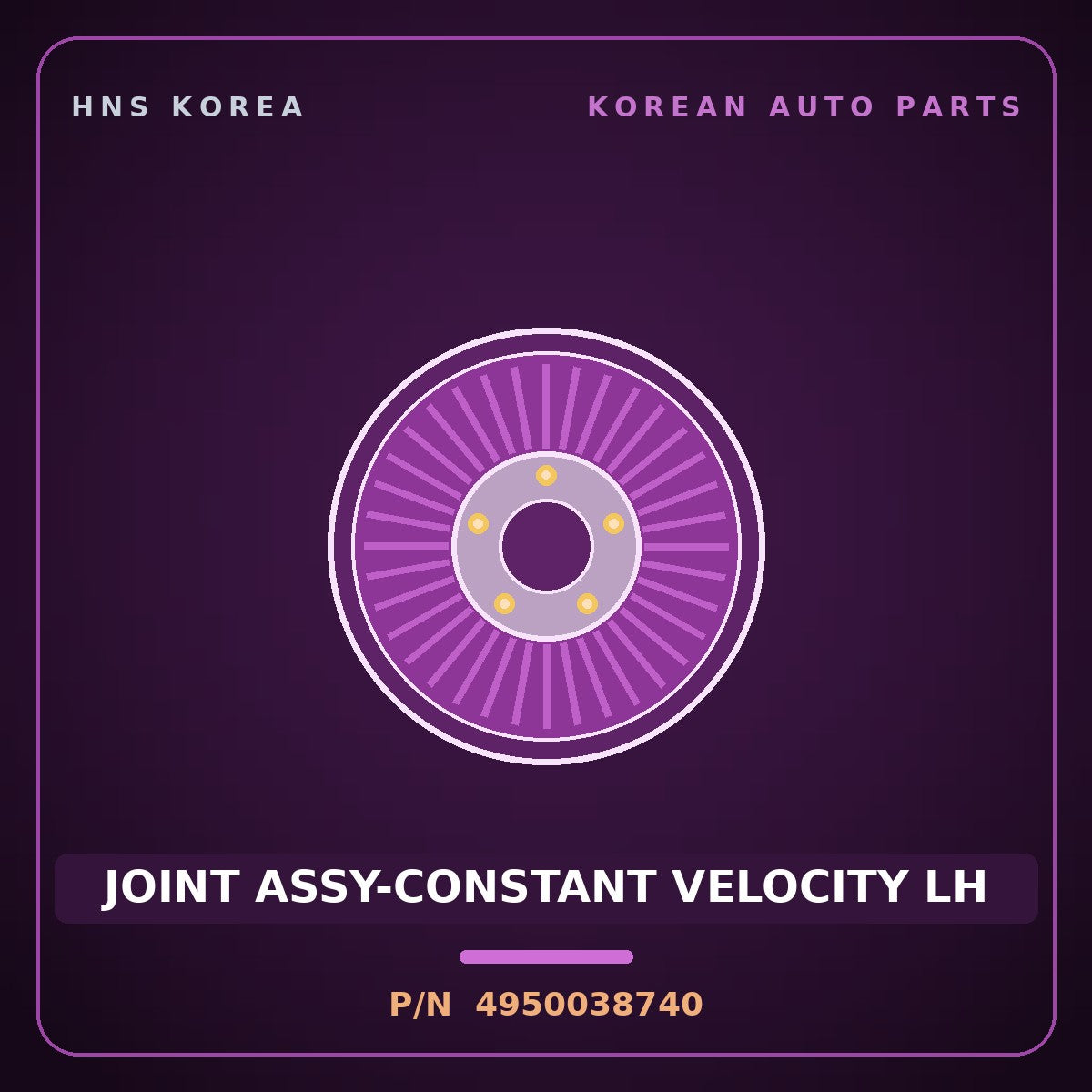 Genuine Mobis JOINT ASSY-CONSTANT VELOCITY LH 4950038740 for Grandeur 1999 HNS Parts Korea