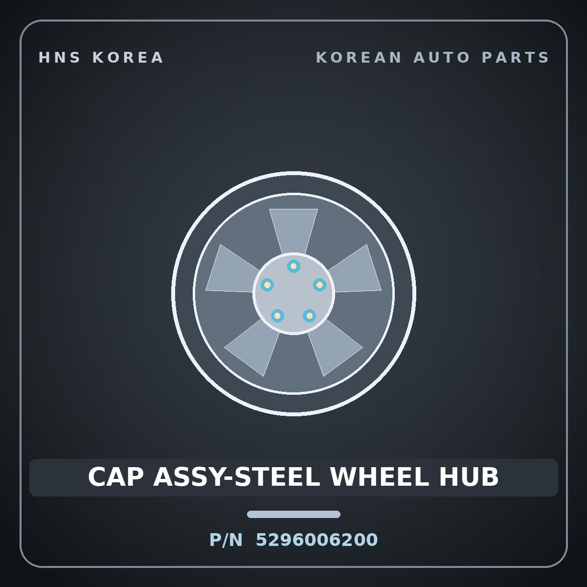 Genuine Mobis CAP ASSY-STEEL WHEEL HUB 5296006200 for Visto 1999 HNS Parts Korea