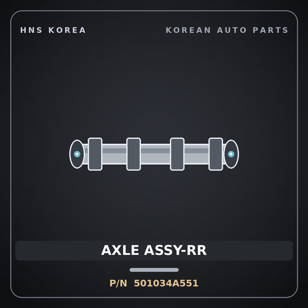 Genuine Mobis AXLE ASSY-RR 501034A551 for Grand Starex 2002 HNS Parts Korea