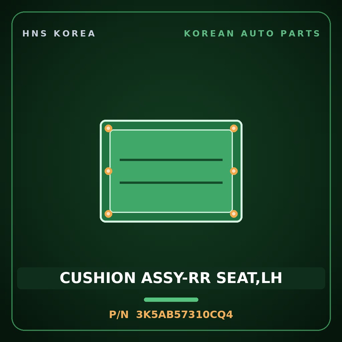 Genuine Mobis CUSHION ASSY-RR SEAT,LH 3K5AB57310CQ4 for Carnival 1998 HNS Parts Korea