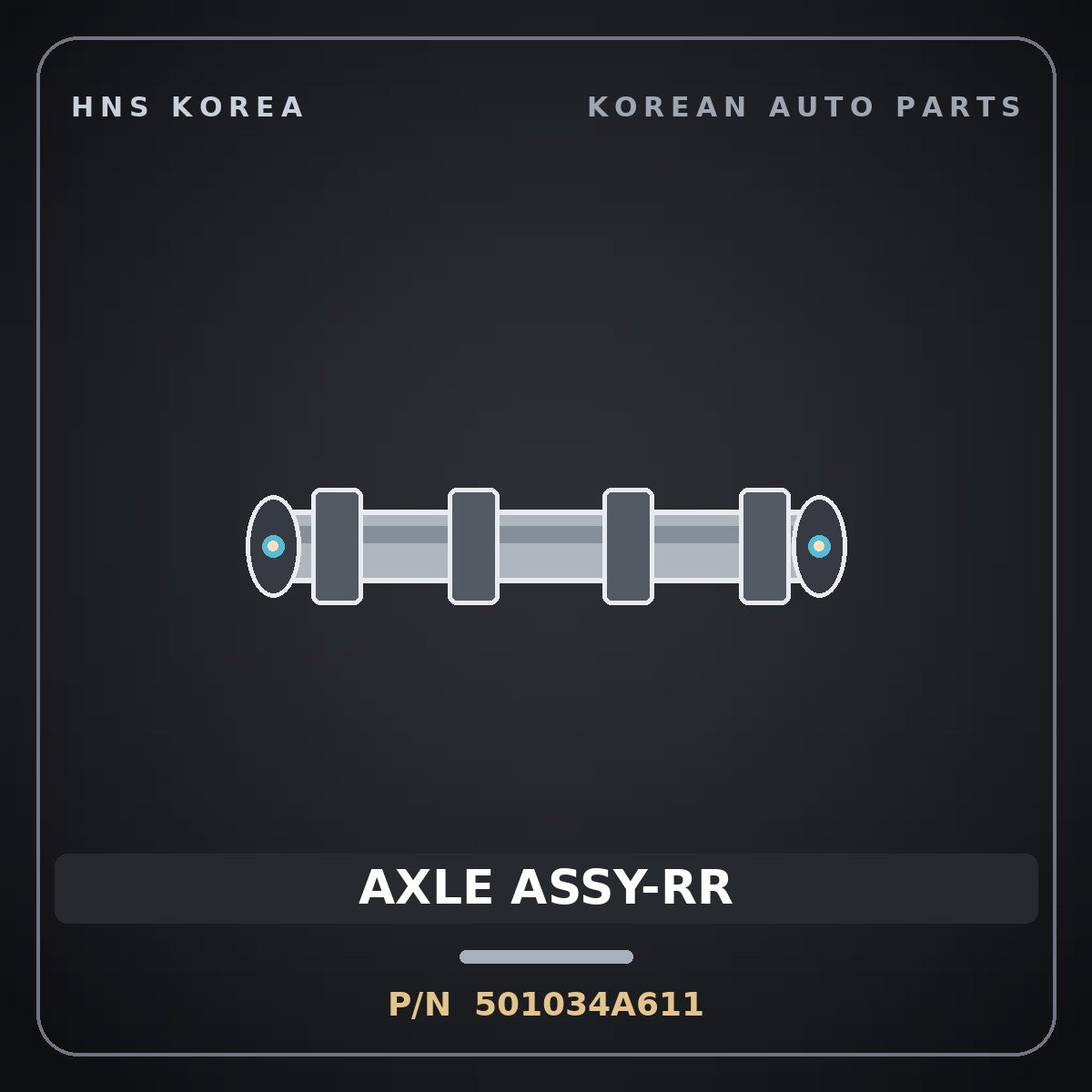 Genuine Mobis AXLE ASSY-RR 501034A611 for Grand Starex 2002 HNS Parts Korea
