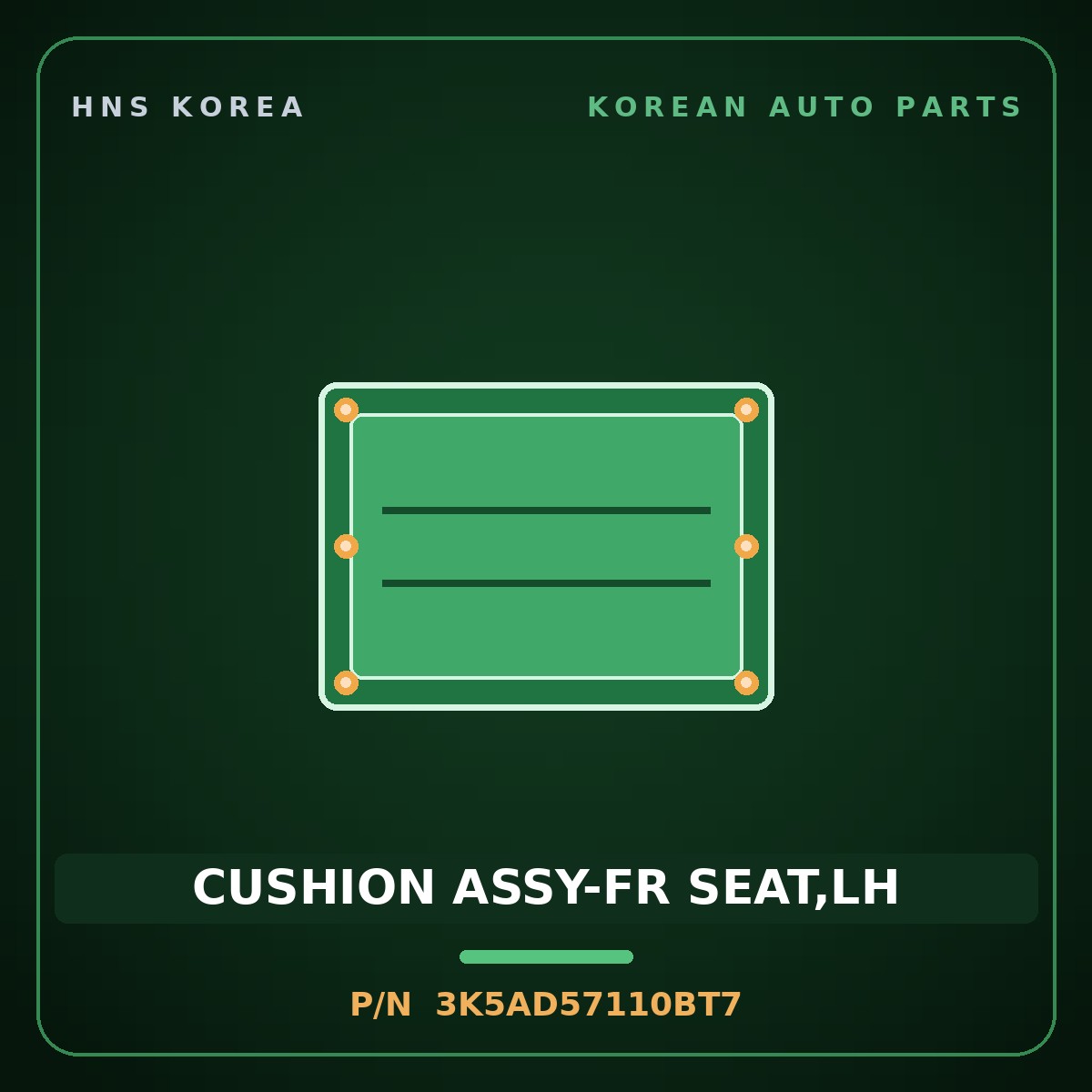 Genuine Mobis CUSHION ASSY-FR SEAT,LH 3K5AD57110BT7 for Carnival 1998 HNS Parts Korea