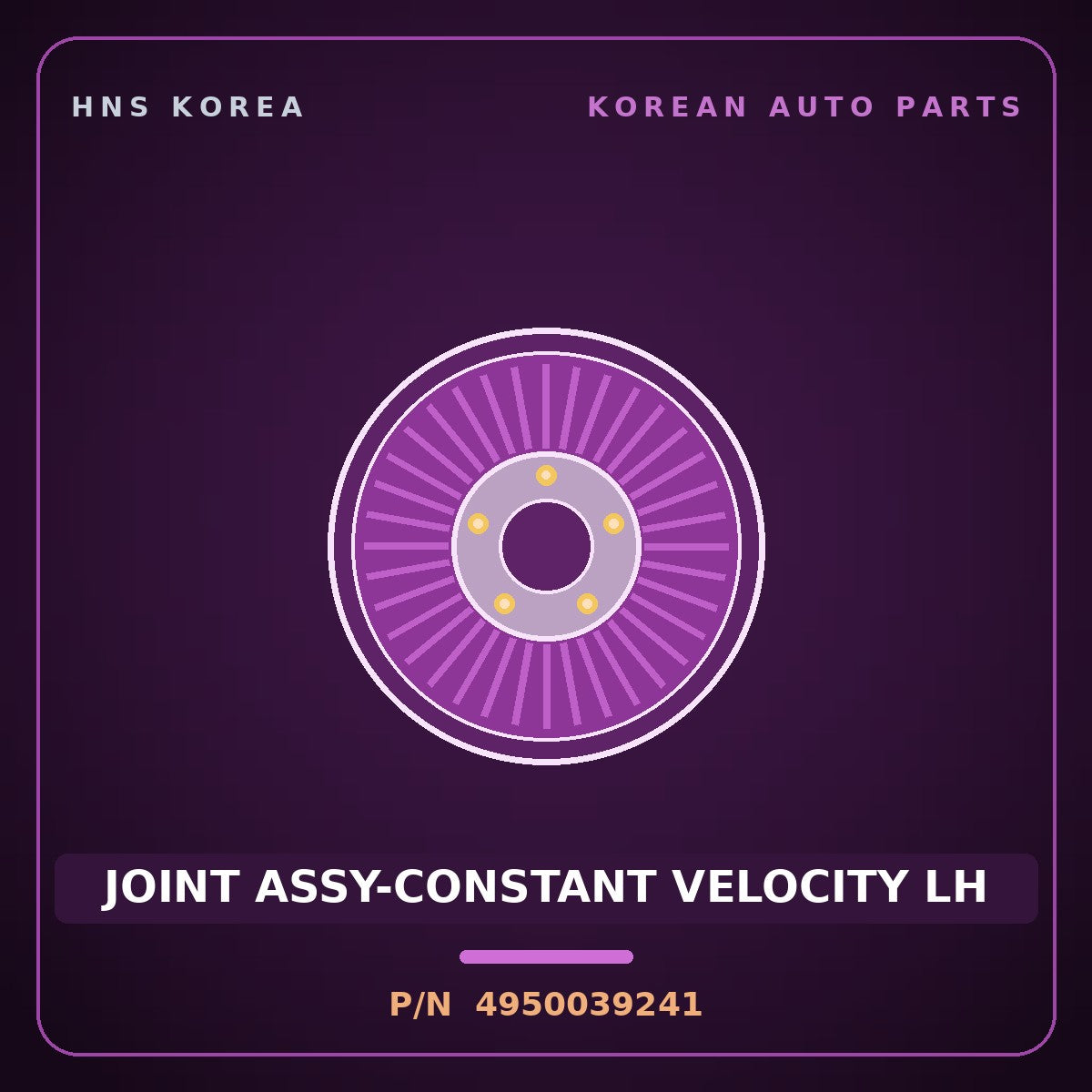 Genuine Mobis JOINT ASSY-CONSTANT VELOCITY LH 4950039241 for Grandeur 1999 HNS Parts Korea