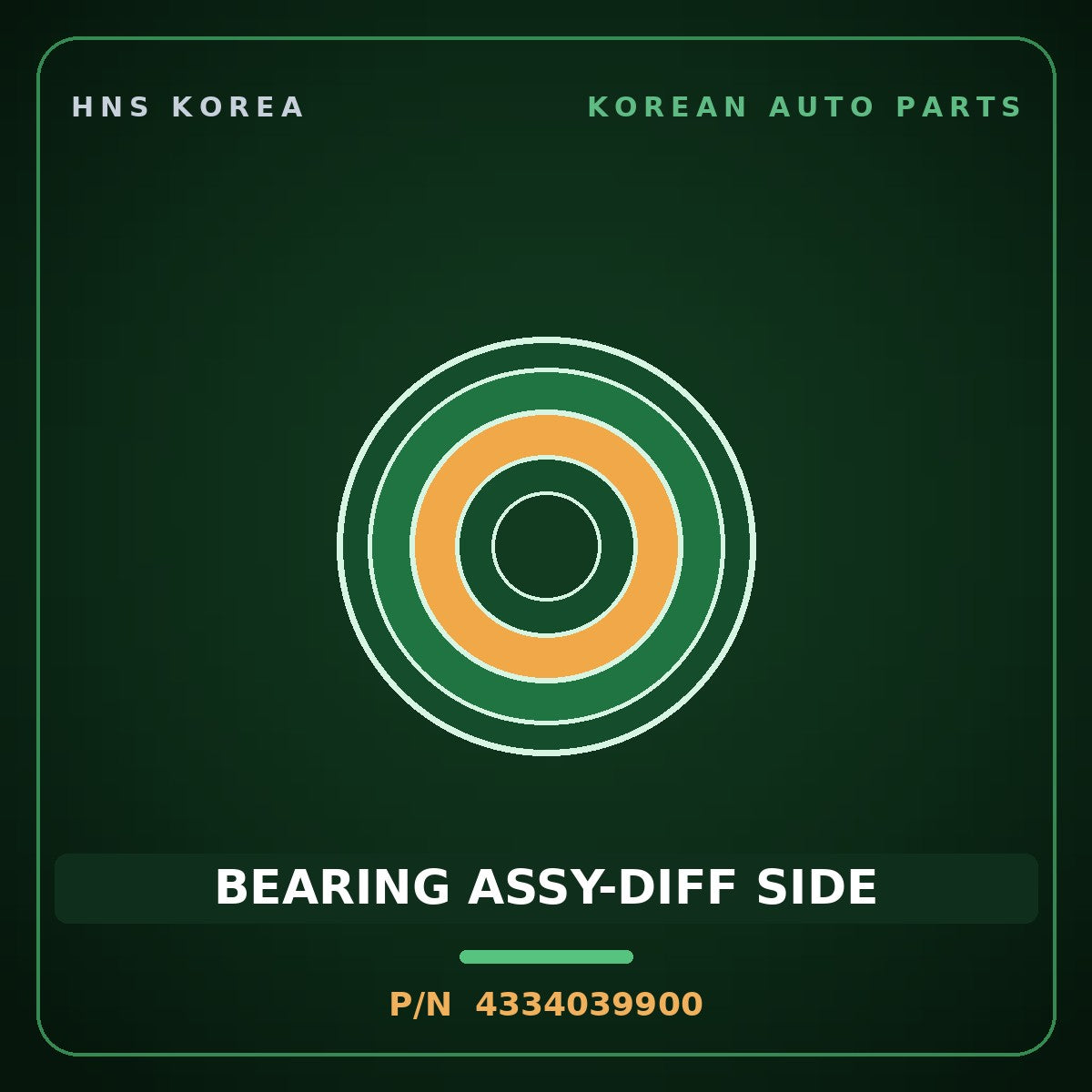 Genuine Mobis BEARING ASSY-DIFF SIDE 4334039900 for Tuscani 2006 HNS Parts Korea