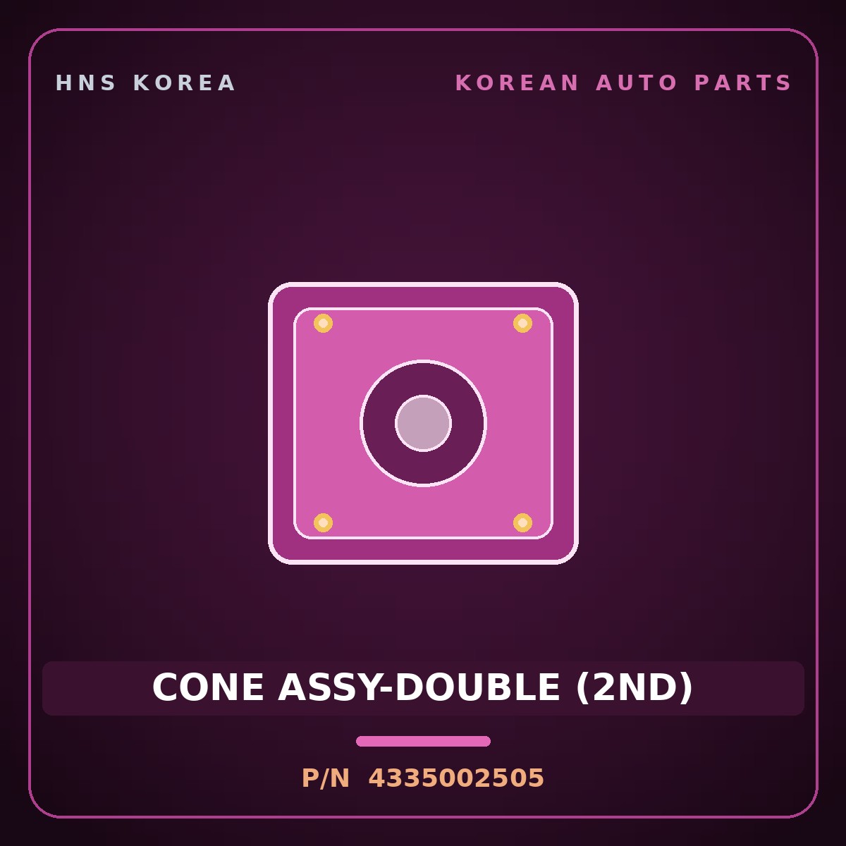 Genuine Mobis CONE ASSY-DOUBLE (2ND) 4335002505 for Morning 2015 HNS Parts Korea