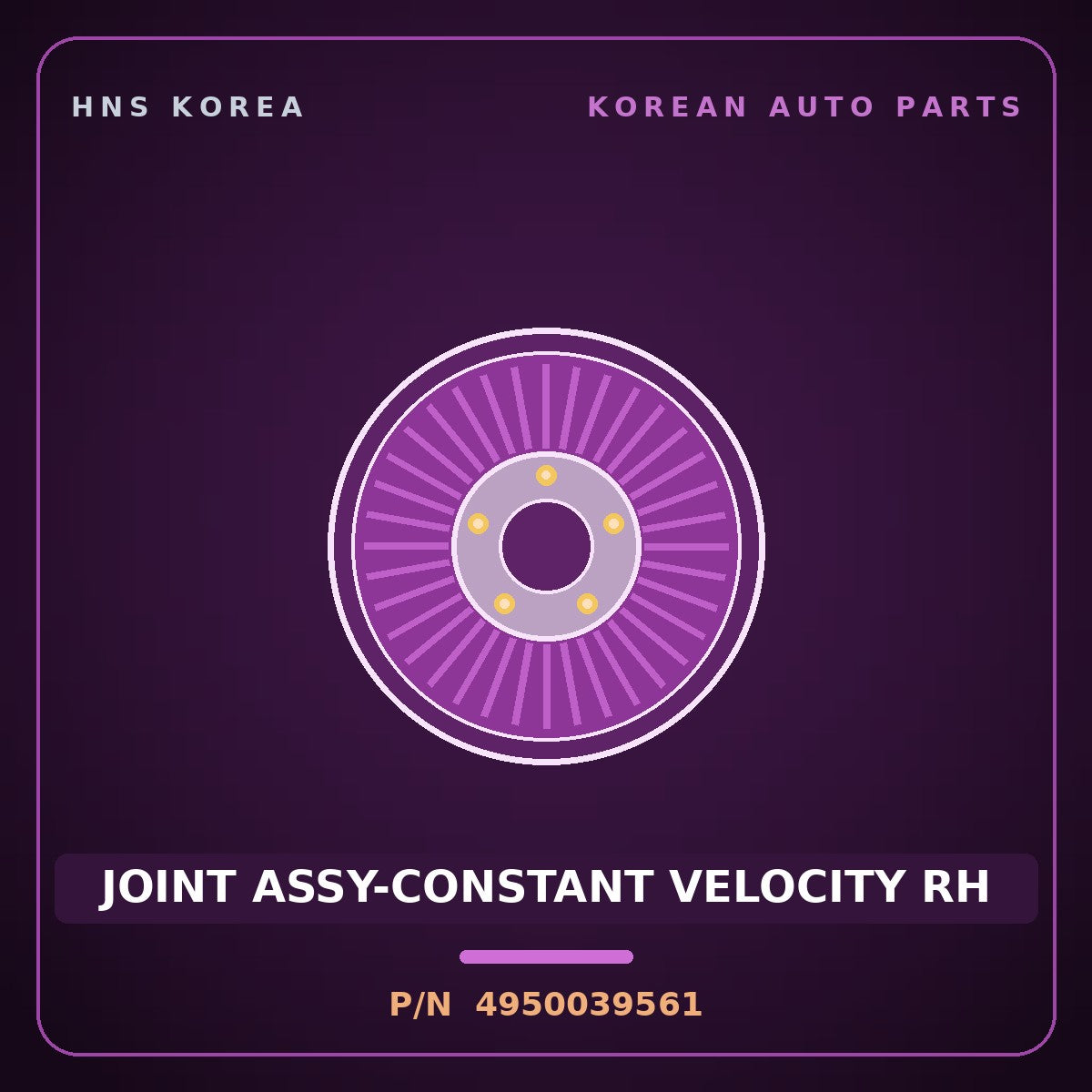 Genuine Mobis JOINT ASSY-CONSTANT VELOCITY RH 4950039561 for Grandeur 1999 HNS Parts Korea