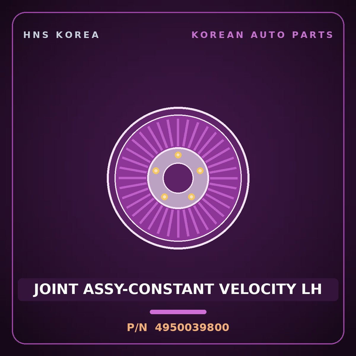 Genuine Mobis JOINT ASSY-CONSTANT VELOCITY LH 4950039800 for Grandeur 1999 HNS Parts Korea