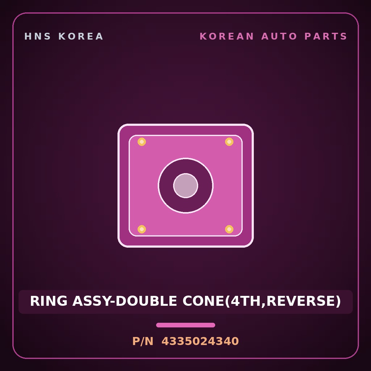Genuine Mobis RING ASSY-DOUBLE CONE(4TH,REVERSE) 4335024340 for Carens 2004 HNS Parts Korea