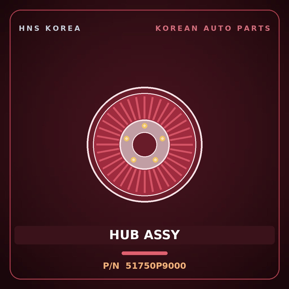 Genuine Mobis HUB ASSY 51750P9000 for Palisade 2025 HNS Parts Korea