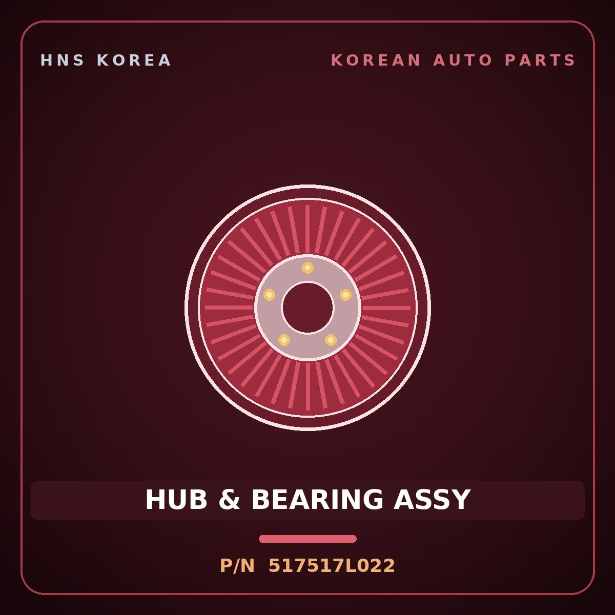 Genuine Mobis HUB & BEARING ASSY 517517L022 for Trago 2006 HNS Parts Korea
