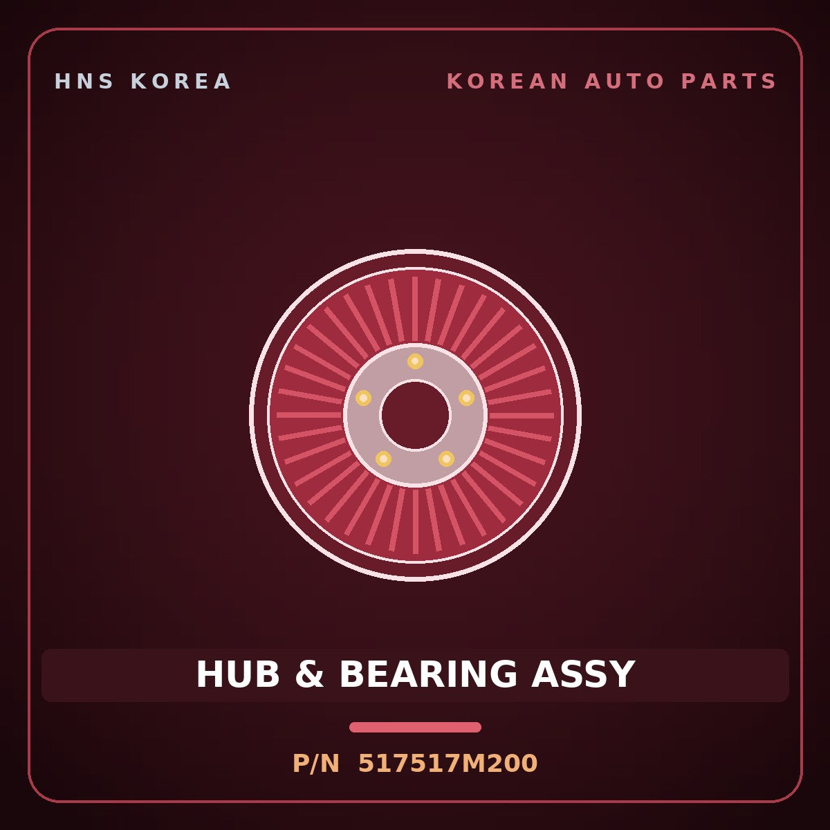 Genuine Mobis HUB & BEARING ASSY 517517M200 for Trago 2013 HNS Parts Korea