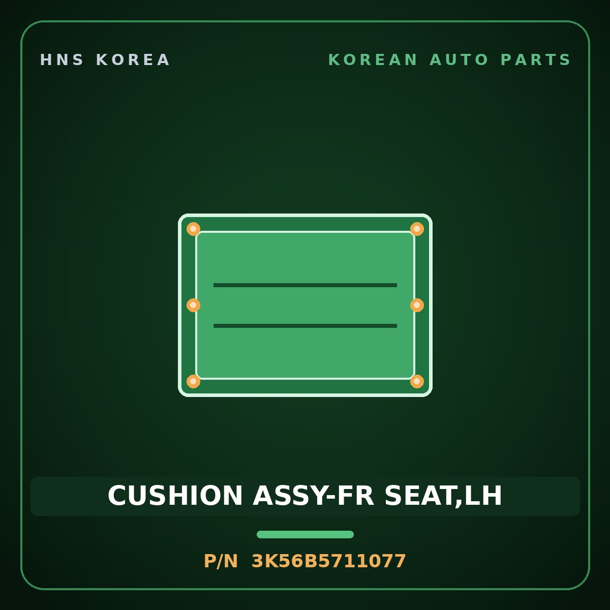 Genuine Mobis CUSHION ASSY-FR SEAT,LH 3K56B5711077 for Carnival 1998 HNS Parts Korea
