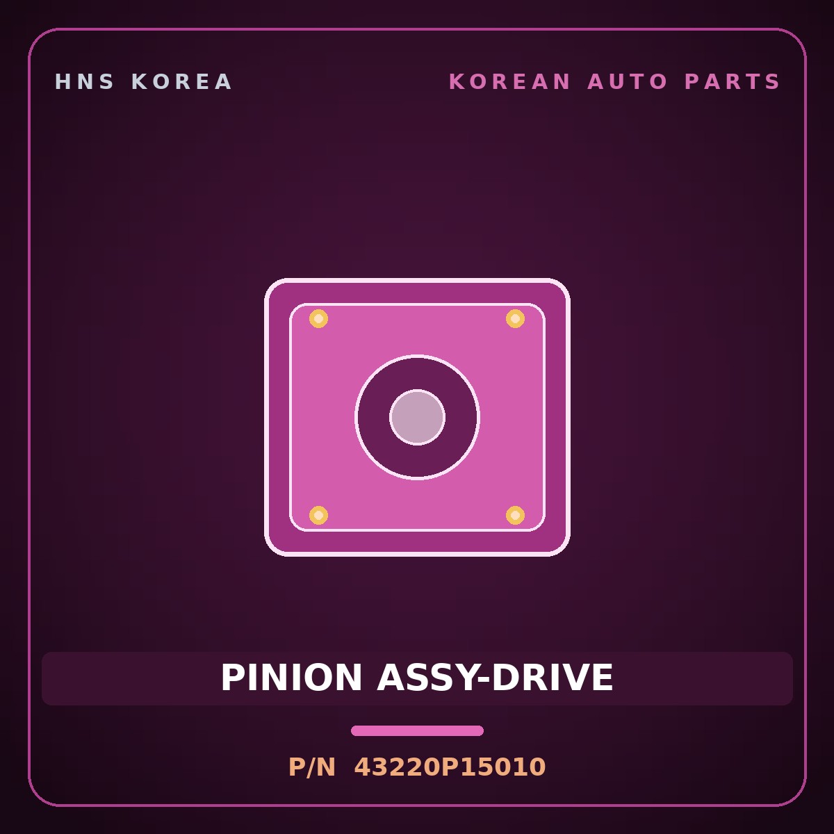 Genuine Mobis PINION ASSY-DRIVE 43220P15010 for Aero Queen 2000 HNS Parts Korea