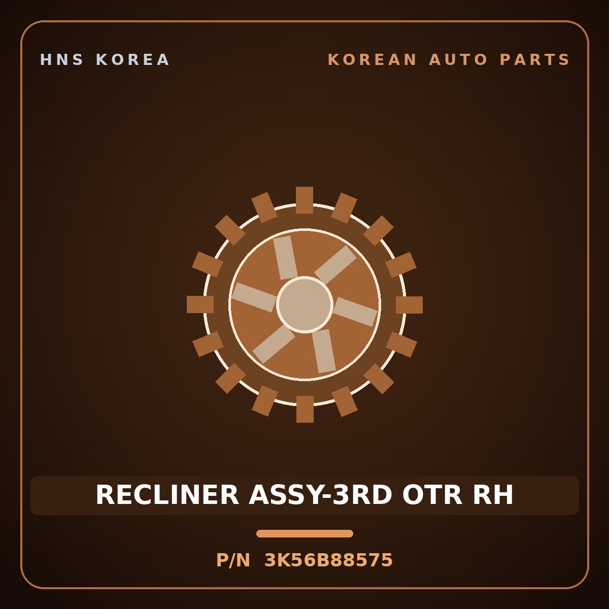 Genuine Mobis RECLINER ASSY-3RD OTR RH 3K56B88575 for Carnival 1998 HNS Parts Korea