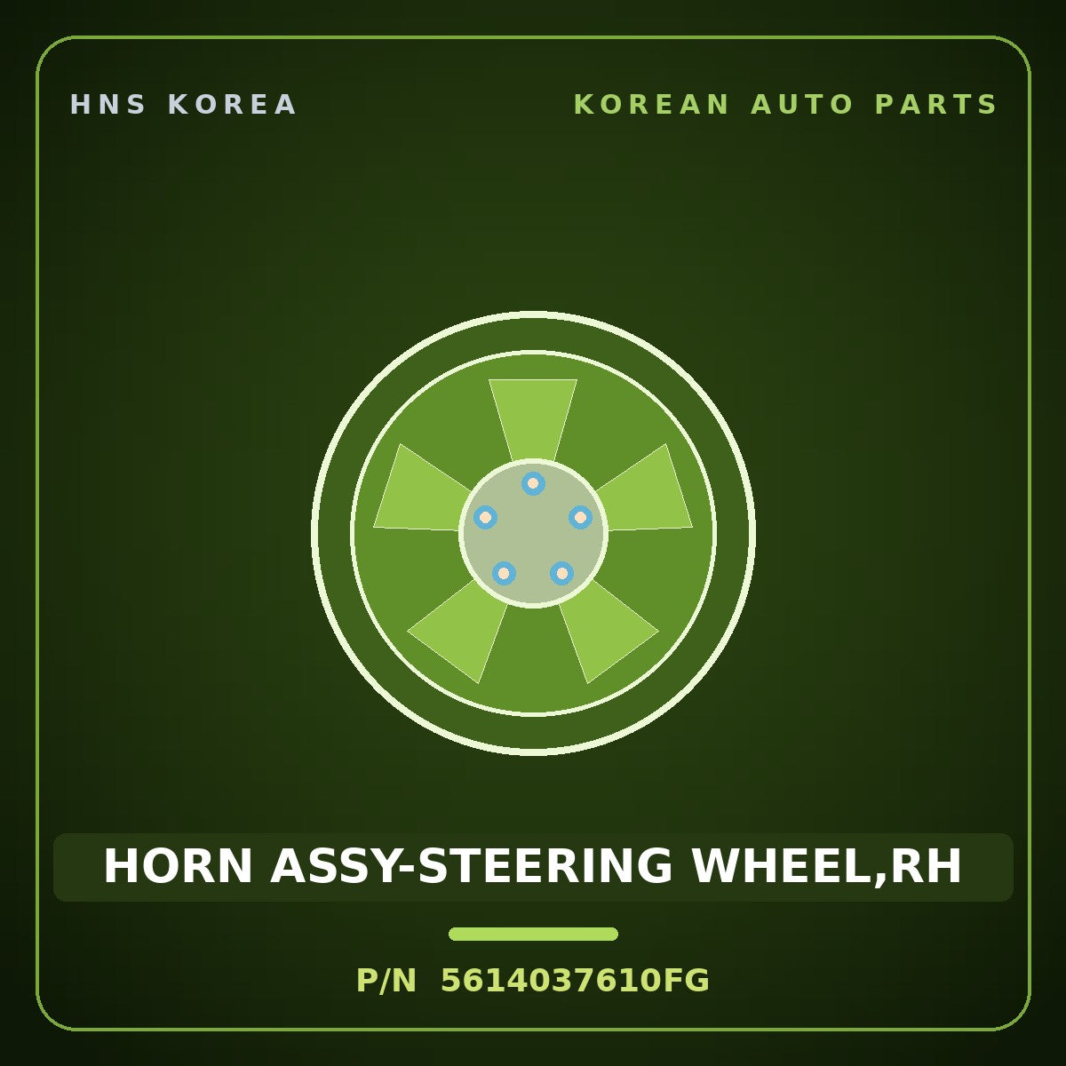 Genuine Mobis HORN ASSY-STEERING WHEEL,RH 5614037610FG for Dynasty 1992 HNS Parts Korea