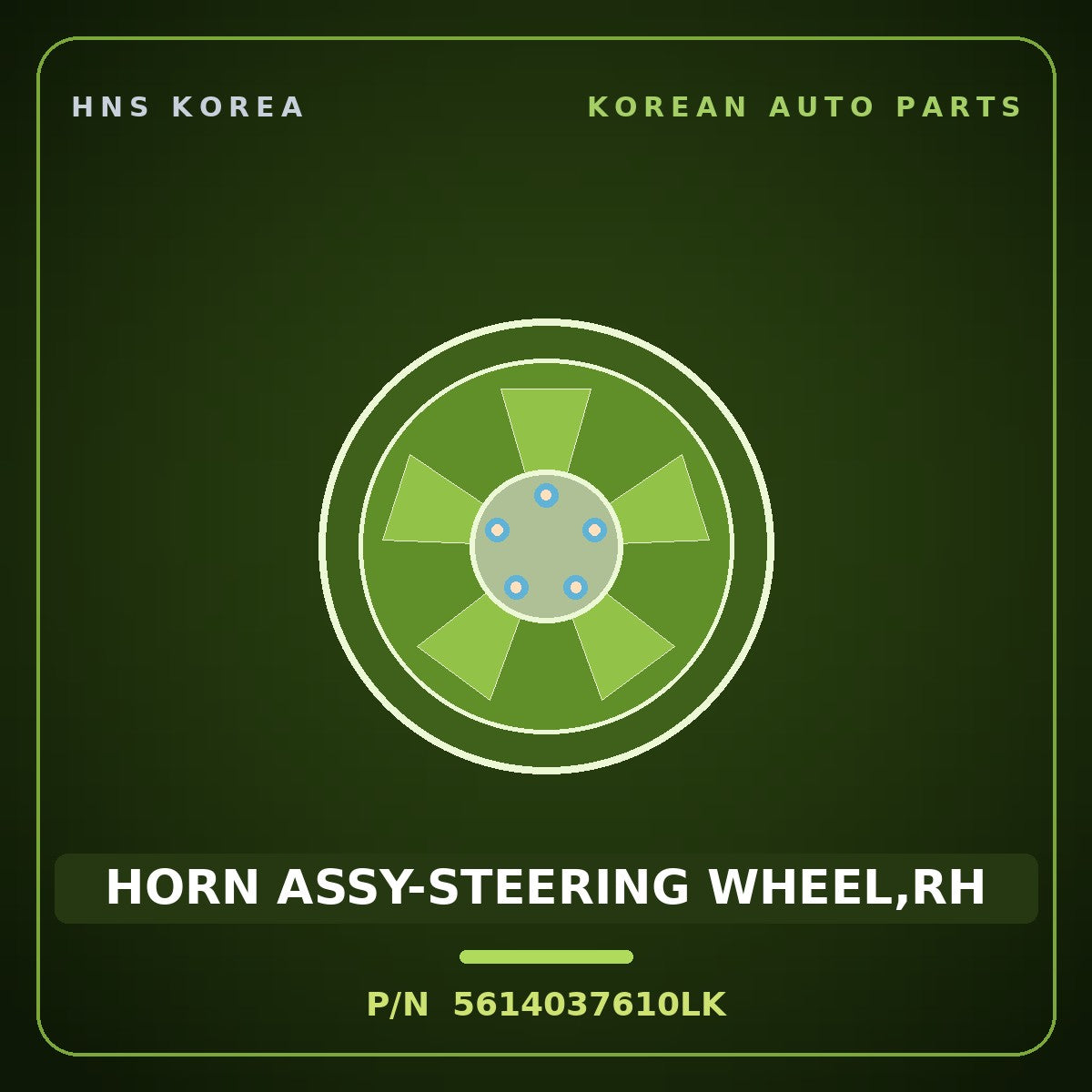 Genuine Mobis HORN ASSY-STEERING WHEEL,RH 5614037610LK for Dynasty 1992 HNS Parts Korea