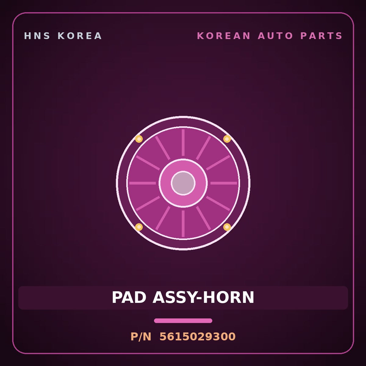 Genuine Mobis PAD ASSY-HORN 5615029300 for Elantra 1996 HNS Parts Korea