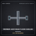 Genuine Mobis MEMBER ASSY-REAR FLOOR SIDE,RH 657201W003 for Pride 2015 HNS Parts Korea