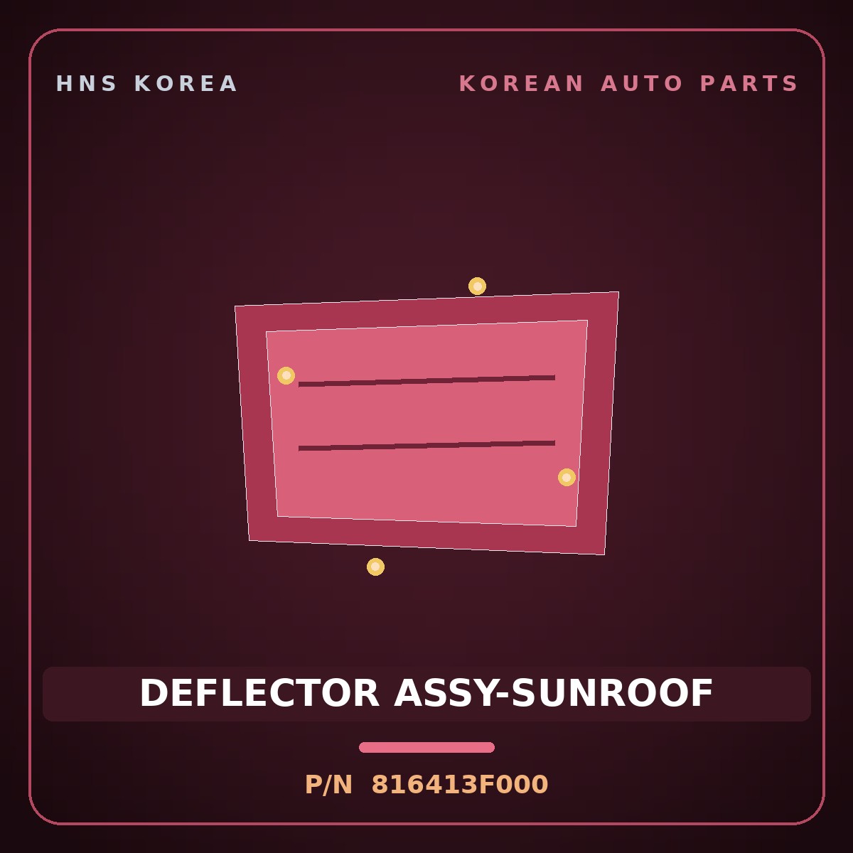 Genuine Mobis DEFLECTOR ASSY-SUNROOF 816413F000 for Opirus 2004 HNS Parts Korea
