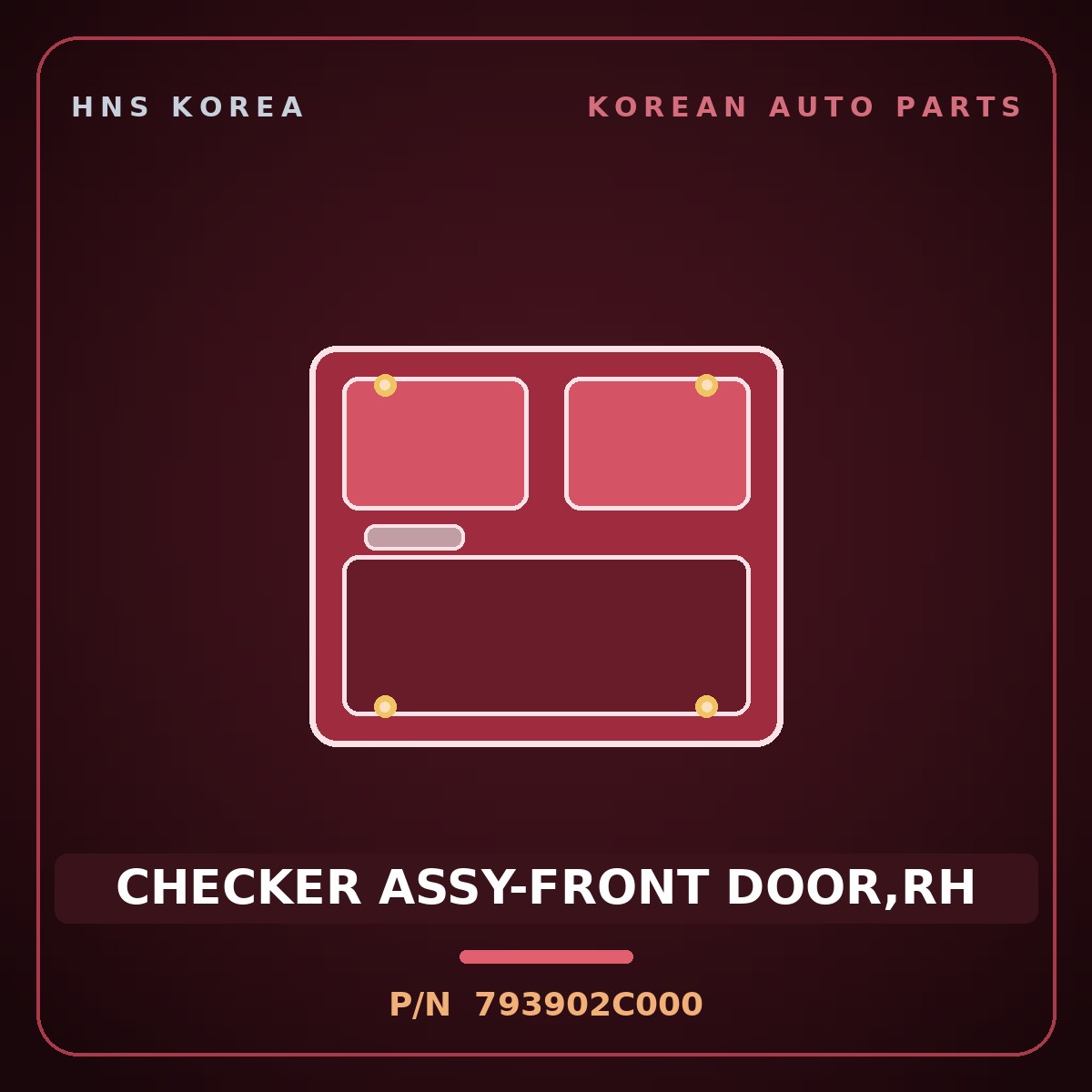 Genuine Mobis CHECKER ASSY-FRONT DOOR,RH 793902C000 for Tuscani 2006 HNS Parts Korea