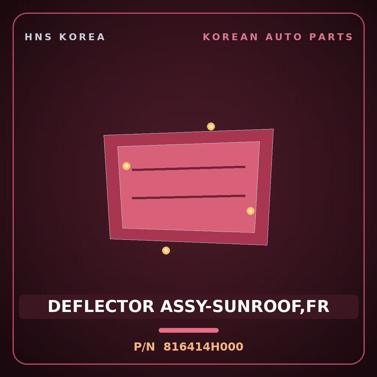 Genuine Mobis DEFLECTOR ASSY-SUNROOF,FR 816414H000 for Grand Starex 2007 HNS Parts Korea