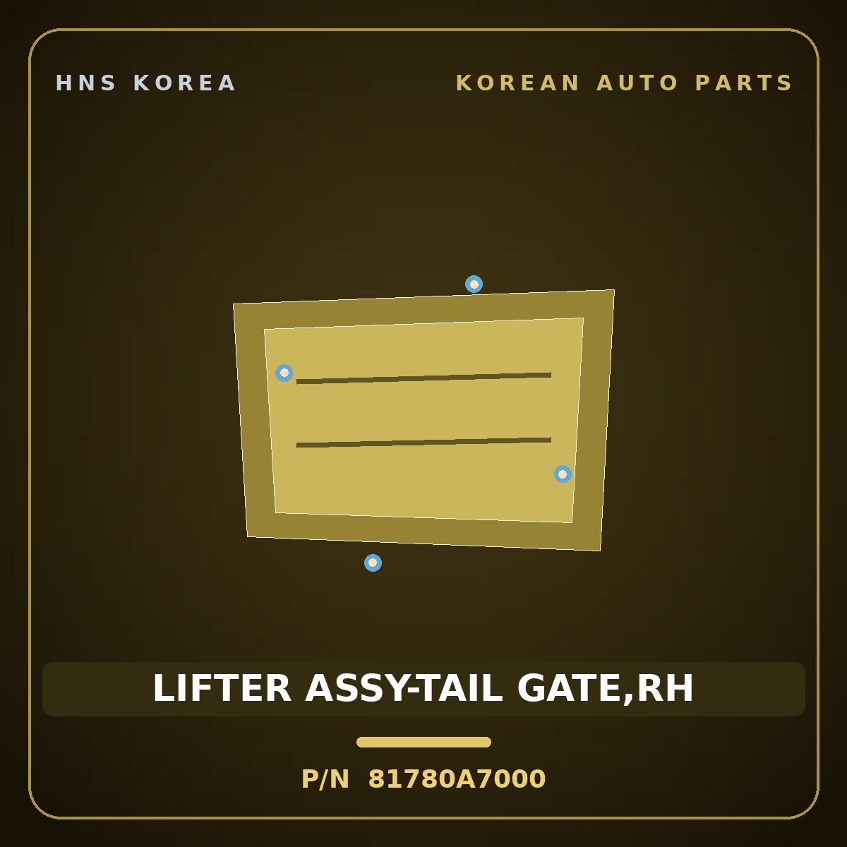 Genuine Mobis LIFTER ASSY-TAIL GATE,RH 81780A7000 for K3 2012 HNS Parts Korea
