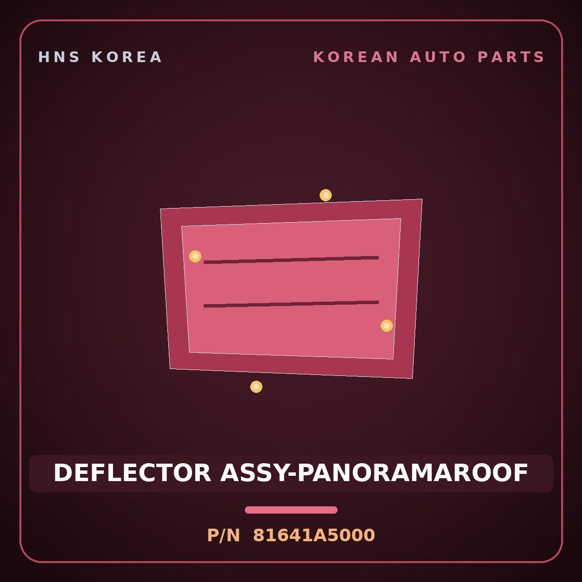 Genuine Mobis DEFLECTOR ASSY-PANORAMAROOF 81641A5000 for i30 2012 HNS Parts Korea
