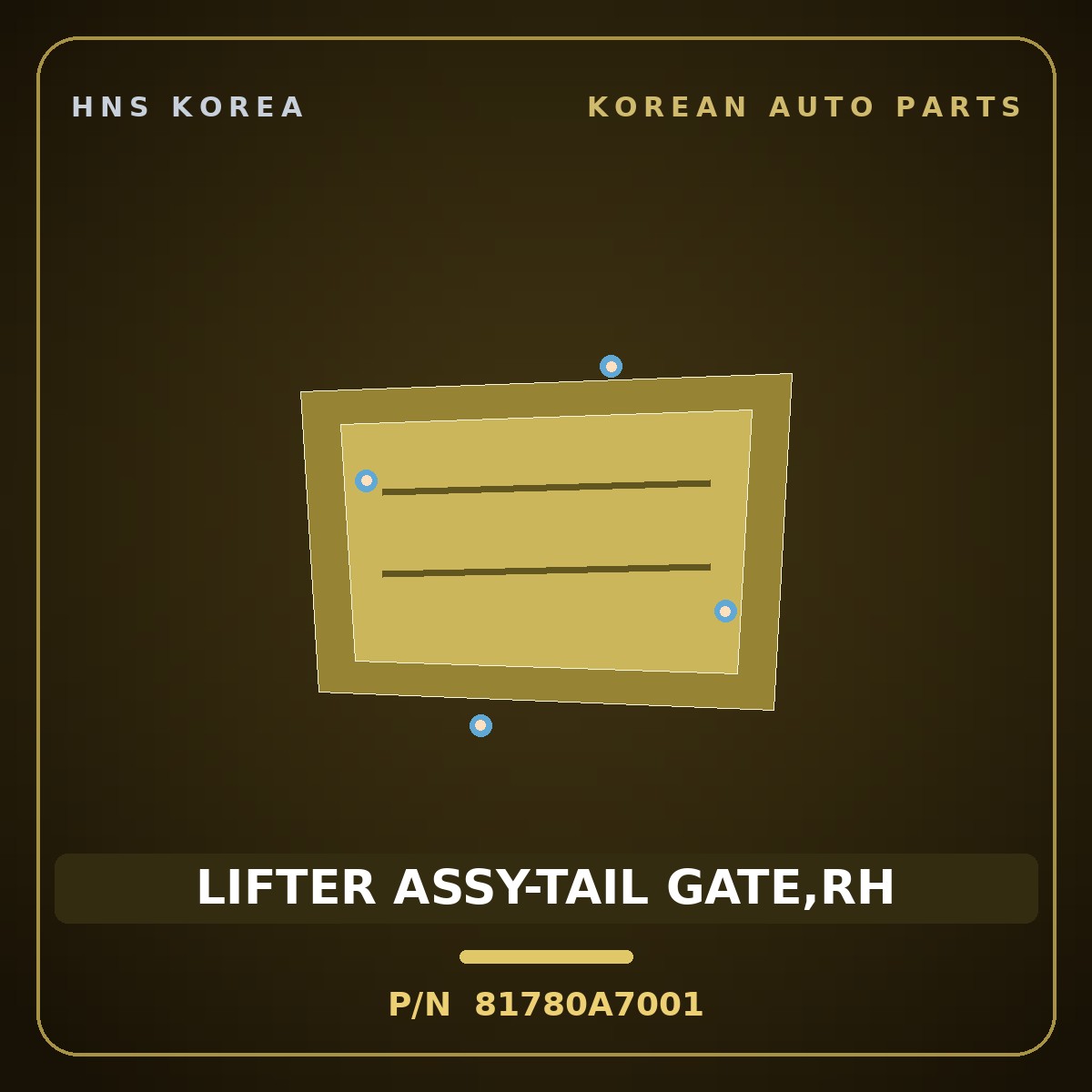 Genuine Mobis LIFTER ASSY-TAIL GATE,RH 81780A7001 for K3 2012 HNS Parts Korea