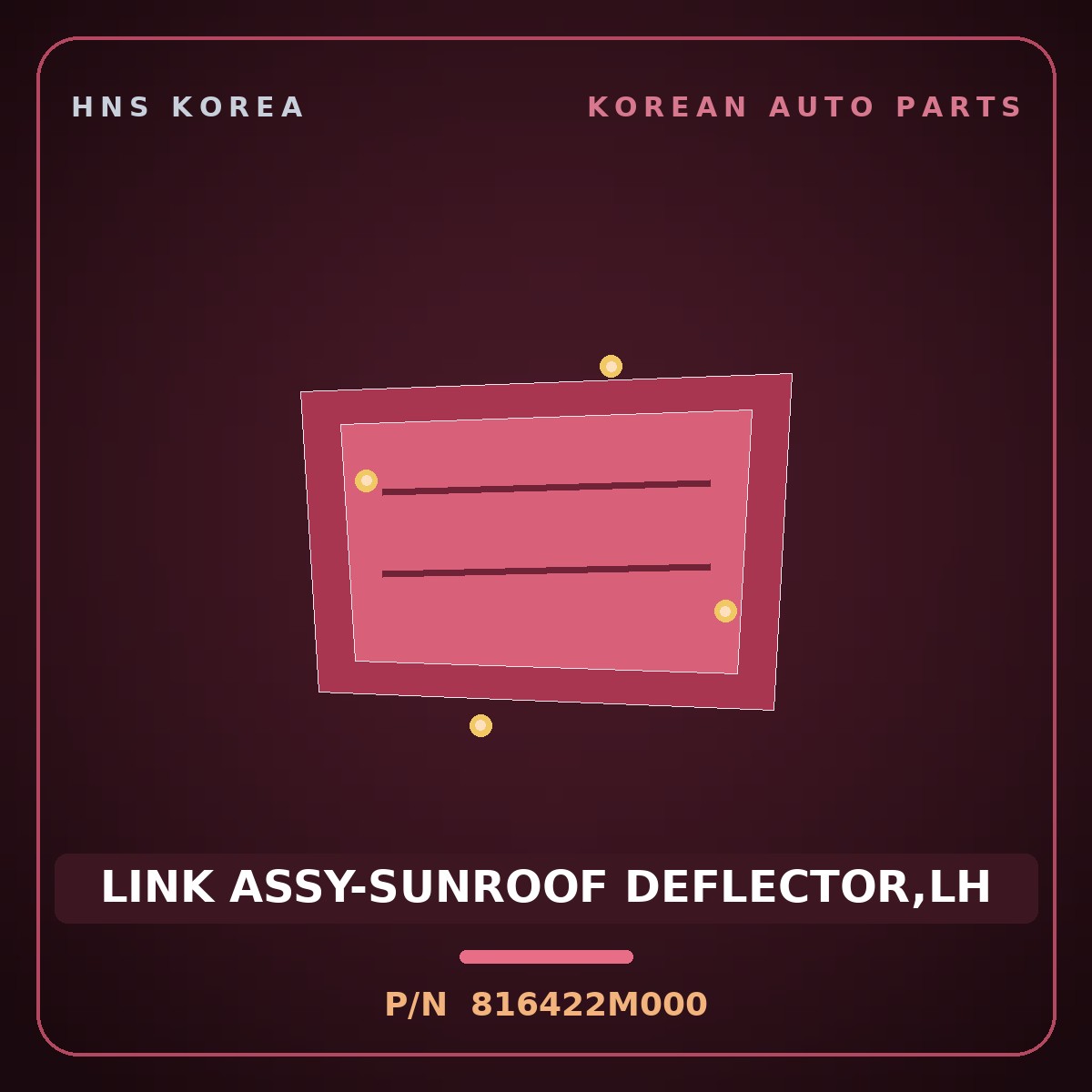 Genuine Mobis LINK ASSY-SUNROOF DEFLECTOR,LH 816422M000 for Genesis Coupe 2008 HNS Parts Korea
