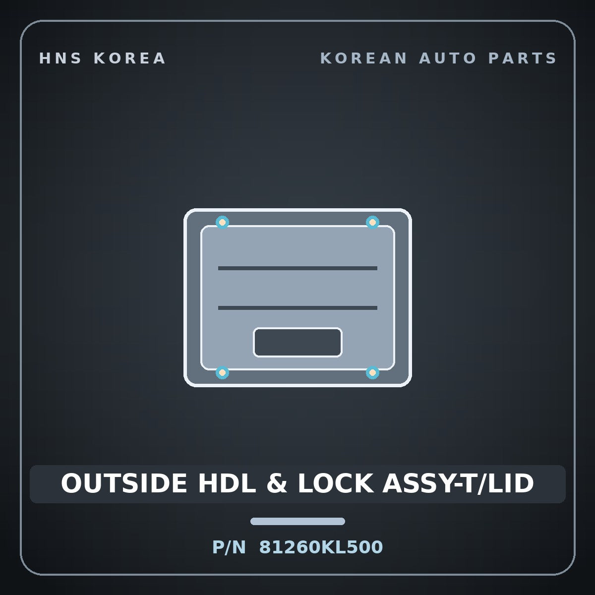 Genuine Mobis OUTSIDE HDL & LOCK ASSY-T/LID 81260KL500 for Ioniq 6 2025 HNS Parts Korea