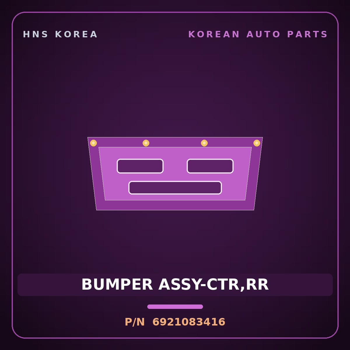 Genuine Mobis BUMPER ASSY-CTR,RR 6921083416 for Aero City 1997 HNS Parts Korea