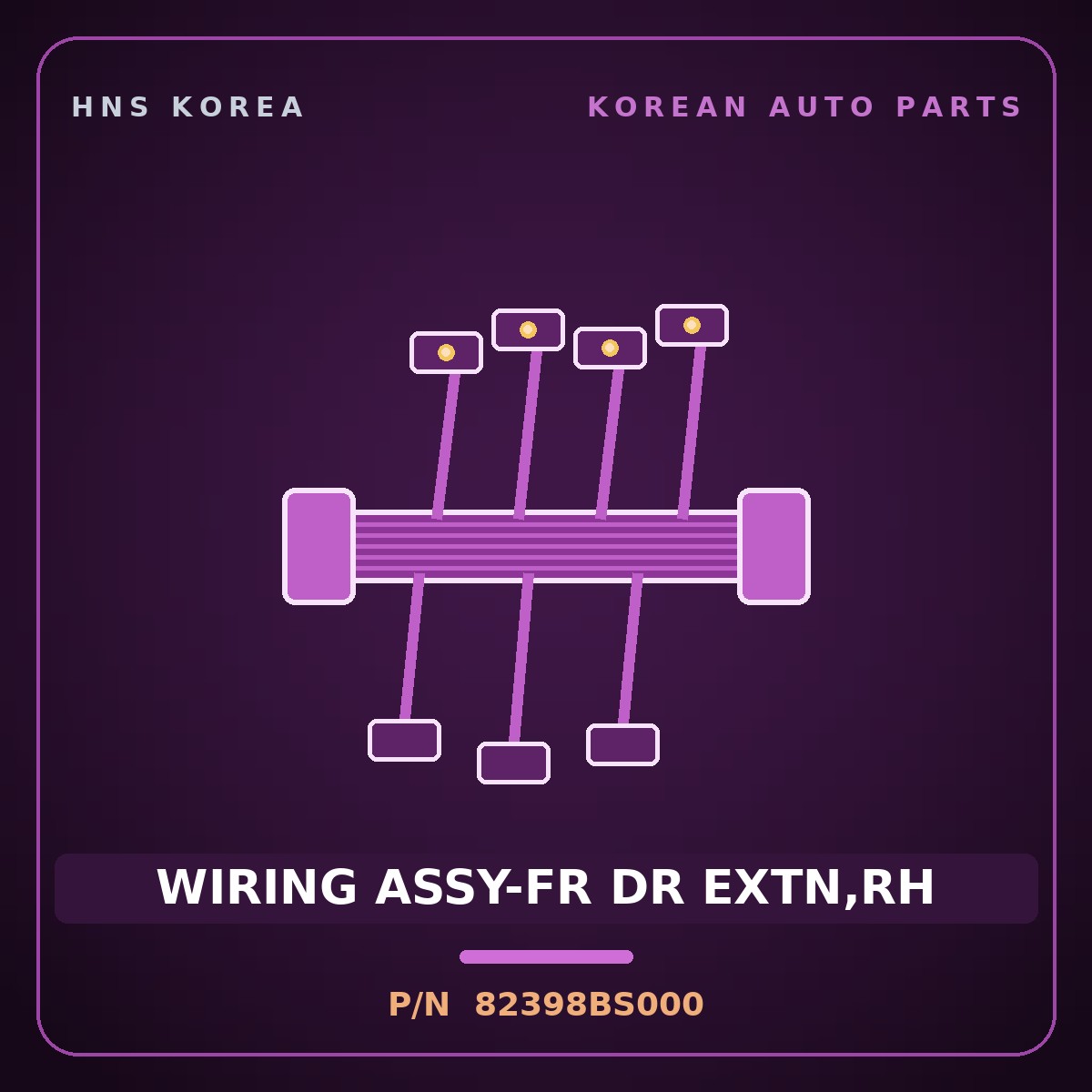 Genuine Mobis WIRING ASSY-FR DR EXTN,RH 82398BS000 for Seltos 2025 HNS Parts Korea