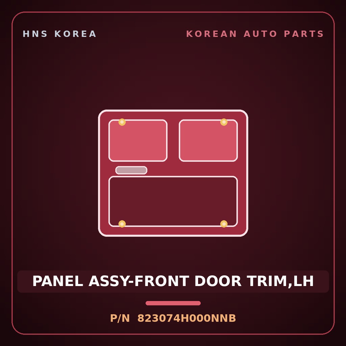 Genuine Mobis PANEL ASSY-FRONT DOOR TRIM,LH 823074H000NNB for Grand Starex 2018 HNS Parts Korea
