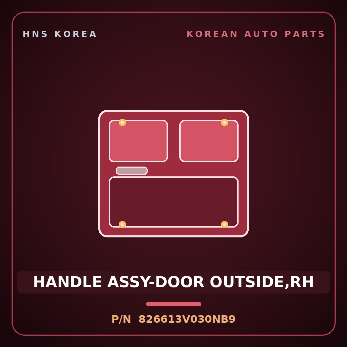 Genuine Mobis HANDLE ASSY-DOOR OUTSIDE,RH 826613V030NB9 for Grandeur 2014 HNS Parts Korea