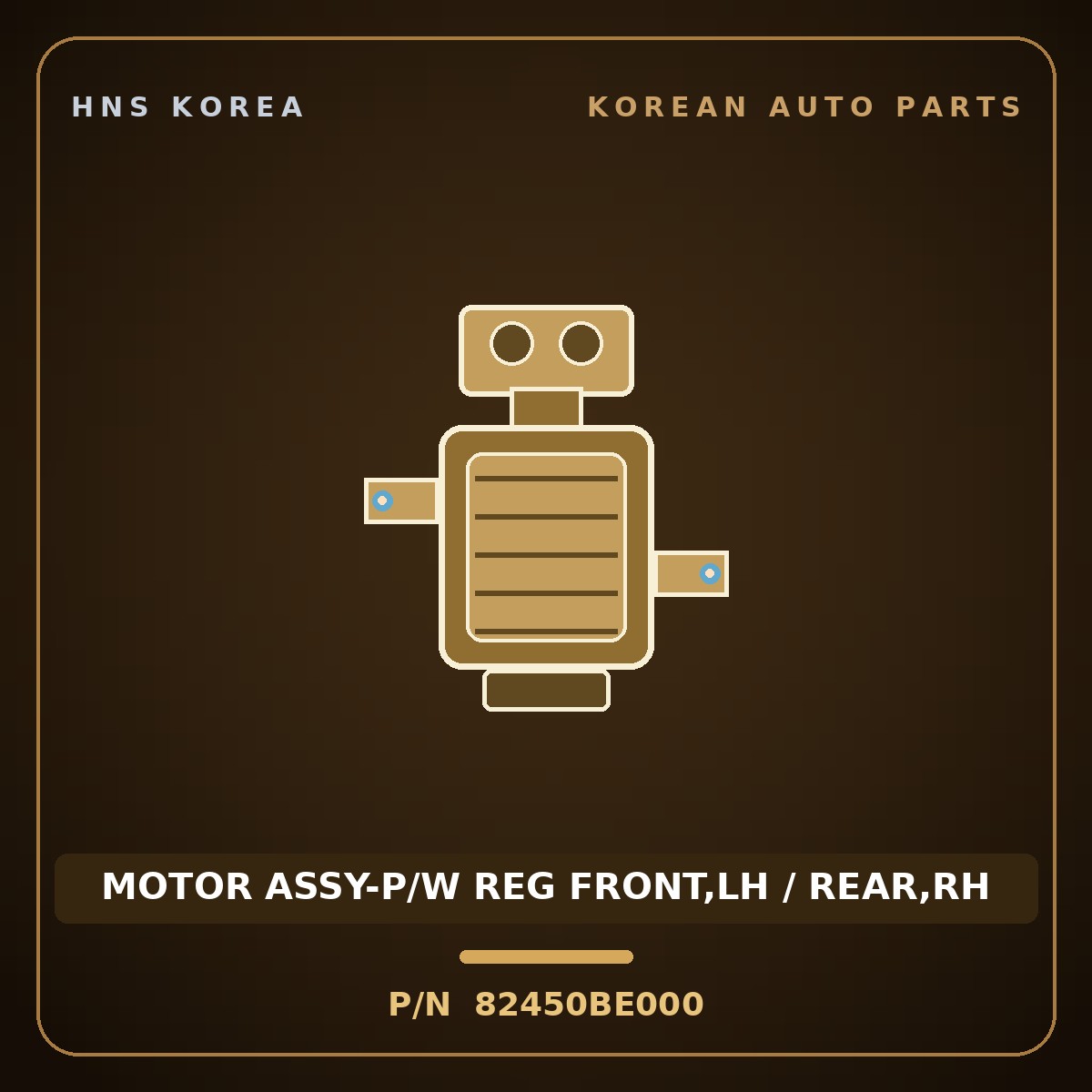 Genuine Mobis MOTOR ASSY-P/W REG FRONT,LH / REAR,RH 82450BE000 for Kona 2023 HNS Parts Korea