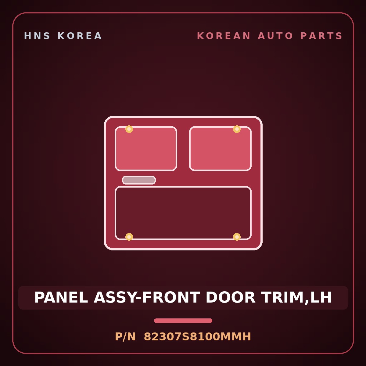 Genuine Mobis PANEL ASSY-FRONT DOOR TRIM,LH 82307S8100MMH for Palisade 2019 HNS Parts Korea