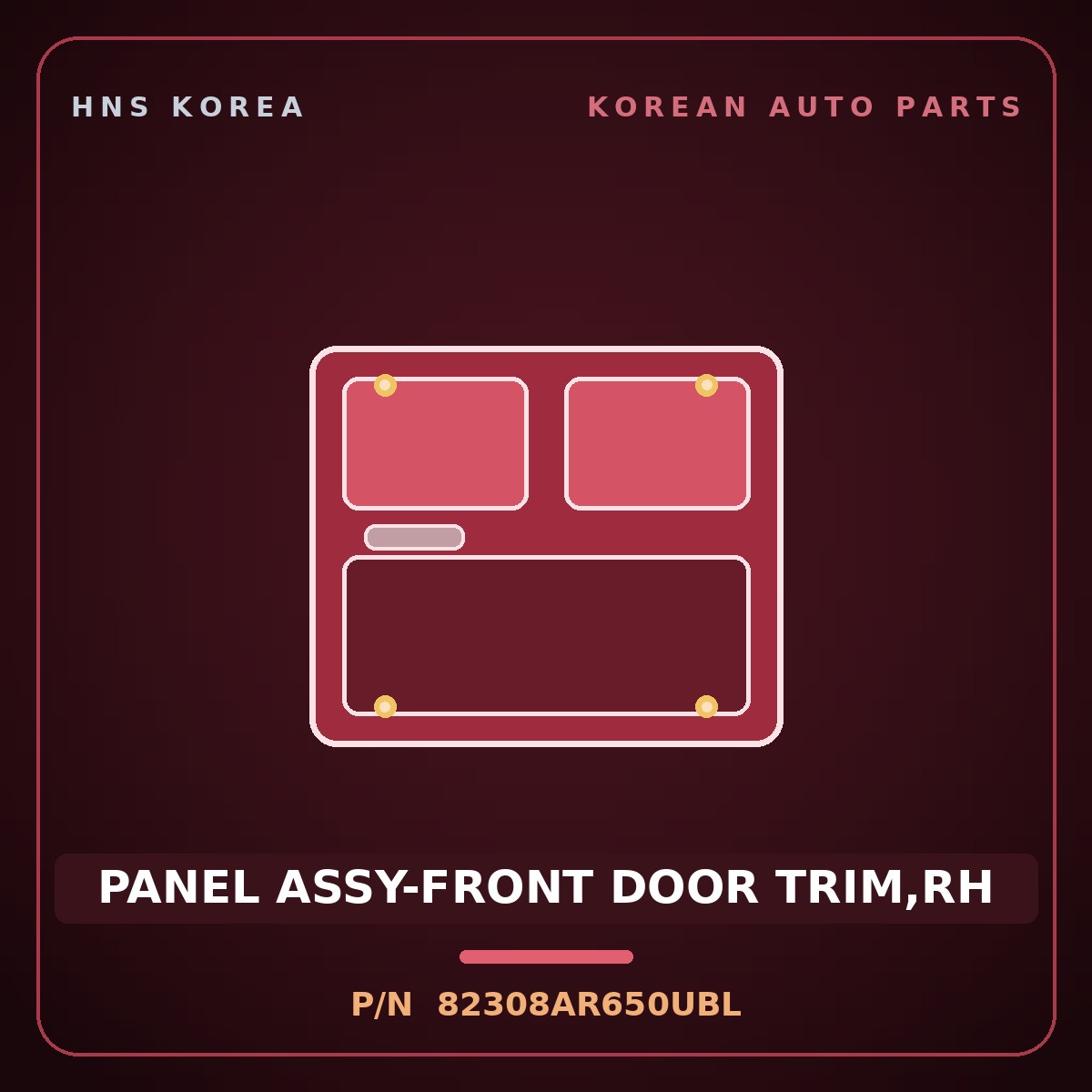 Genuine Mobis PANEL ASSY-FRONT DOOR TRIM,RH 82308AR650UBL for Genesis GV70 2021 HNS Parts Korea