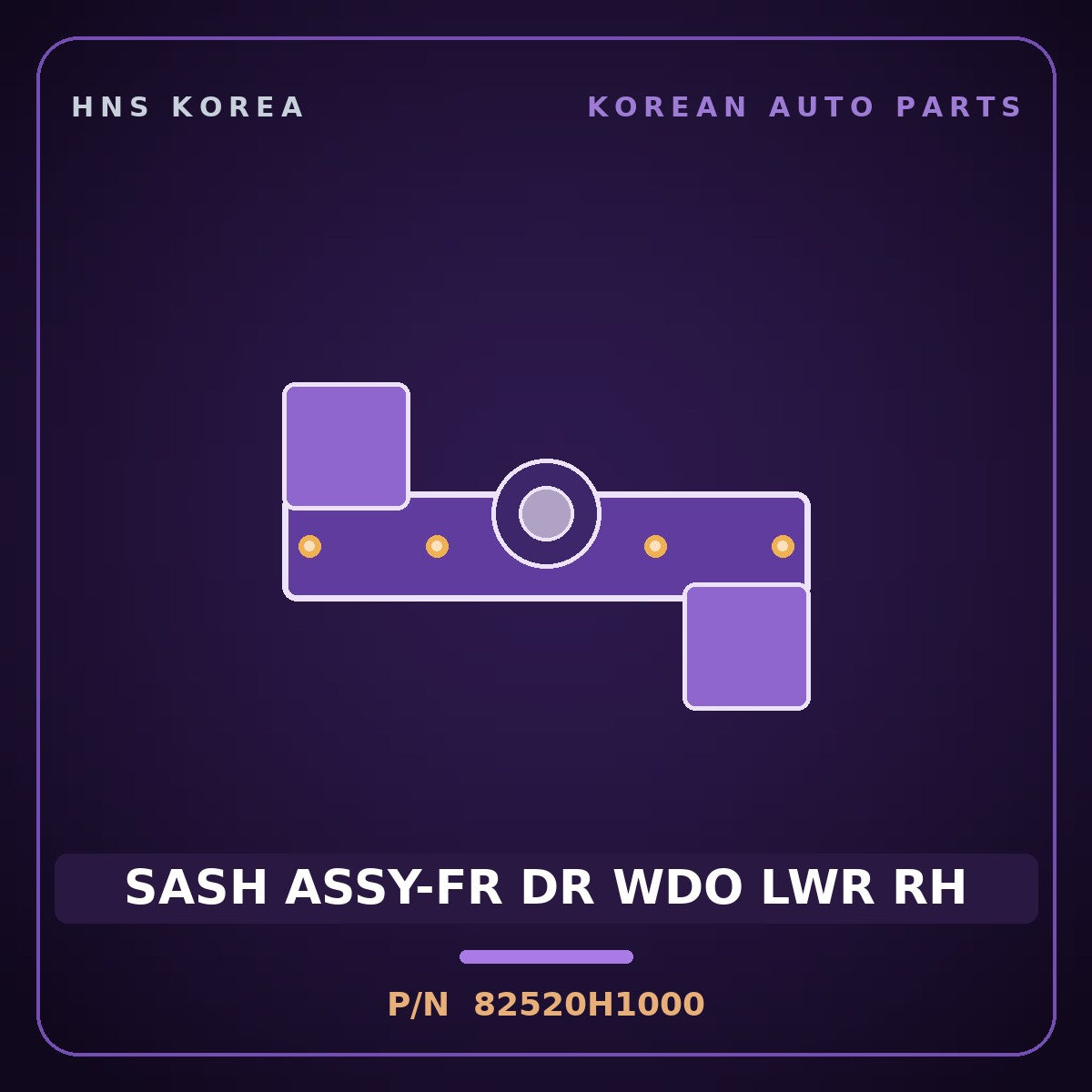 Genuine Mobis SASH ASSY-FR DR WDO LWR RH 82520H1000 for Terracan 2000 HNS Parts Korea