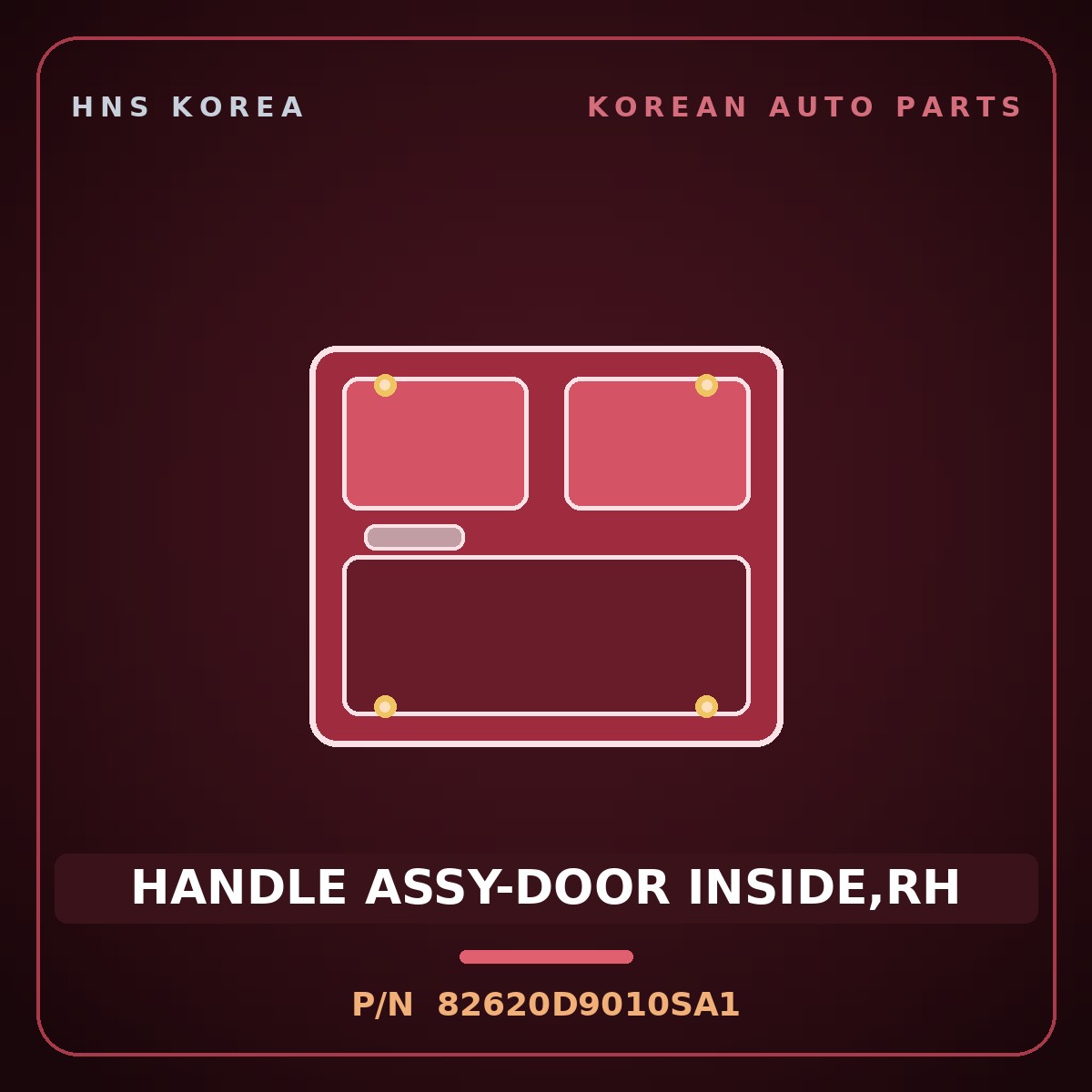 Genuine Mobis HANDLE ASSY-DOOR INSIDE,RH 82620D9010SA1 for Sportage 2016 HNS Parts Korea