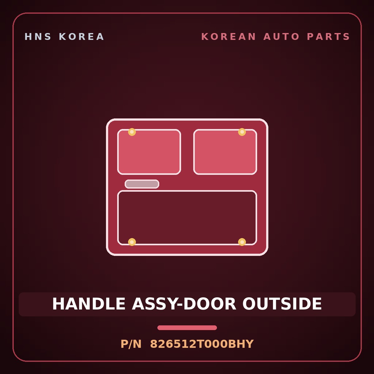 Genuine Mobis HANDLE ASSY-DOOR OUTSIDE 826512T000BHY for K5 2011 HNS Parts Korea