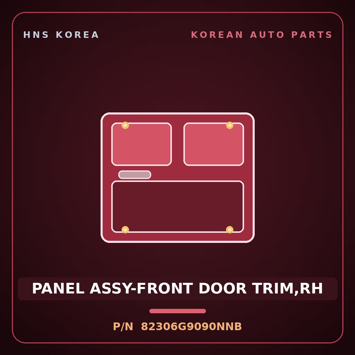 Genuine Mobis PANEL ASSY-FRONT DOOR TRIM,RH 82306G9090NNB for G70 2017 HNS Parts Korea