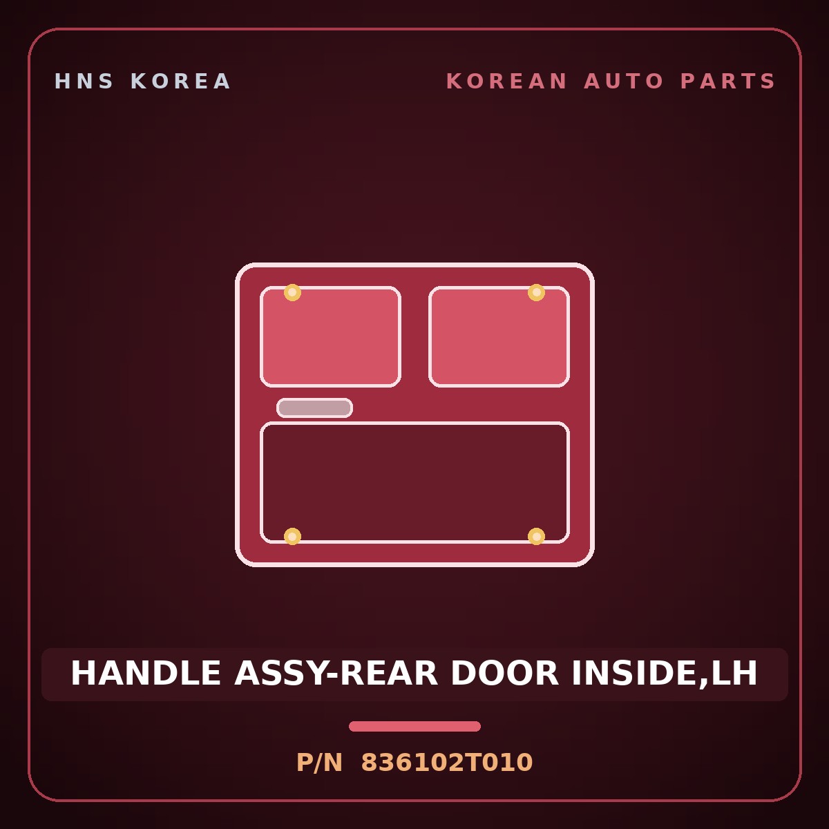 Genuine Mobis HANDLE ASSY-REAR DOOR INSIDE,LH 836102T010 for K5 2011 HNS Parts Korea